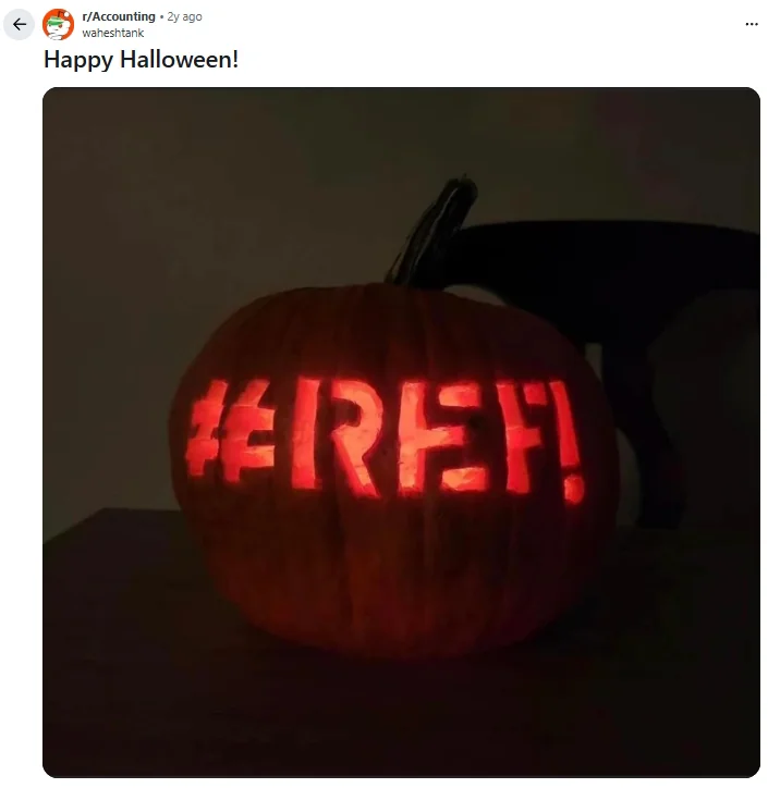 A Halloween pumpkin with an excel #REF error carved into it